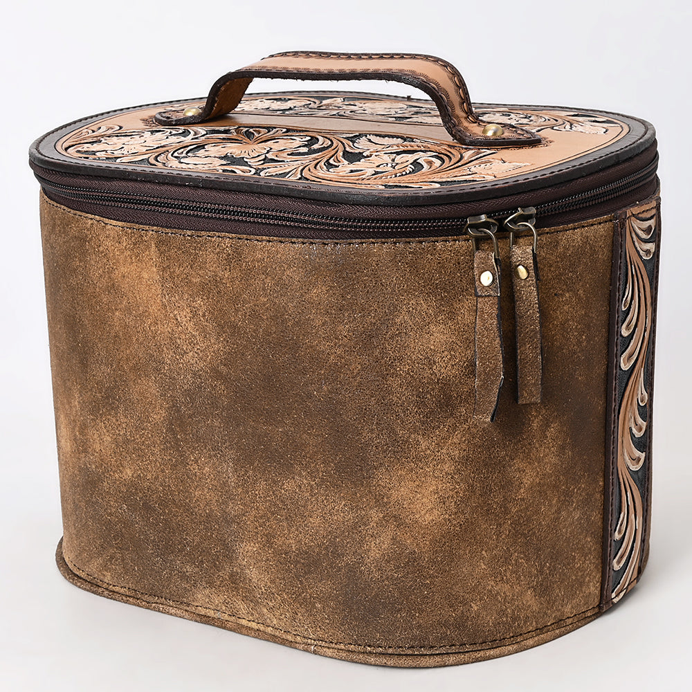 ADBGA411 Tooled Leather Jewelry Case with Spacious Interior and Durable Structured Body