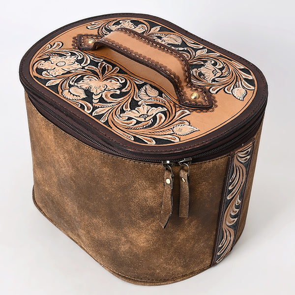 ADBGA411 Tooled Leather Jewelry Case with Spacious Interior and Durable Structured Body