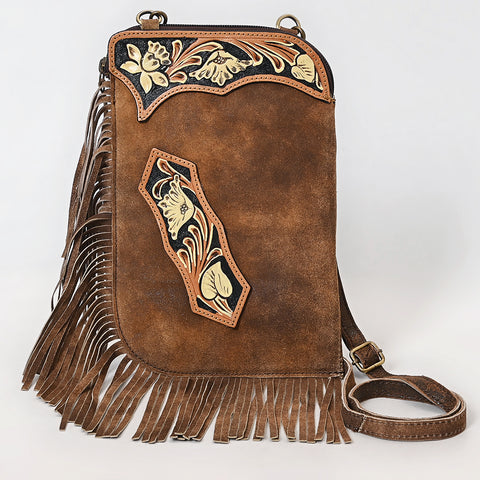 American Darling Hand Tooled Floral Carved Fringed Leather Chaps Bag