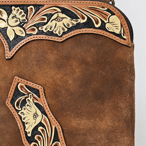 American Darling Hand Tooled Floral Carved Fringed Leather Chaps Bag