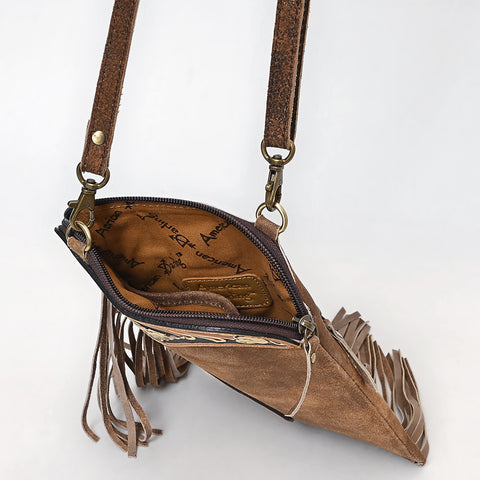 American Darling Hand Tooled Floral Carved Fringed Leather Chaps Bag