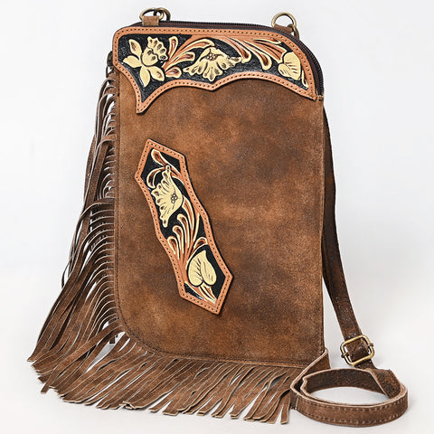 American Darling Hand Tooled Floral Carved Fringed Leather Chaps Bag