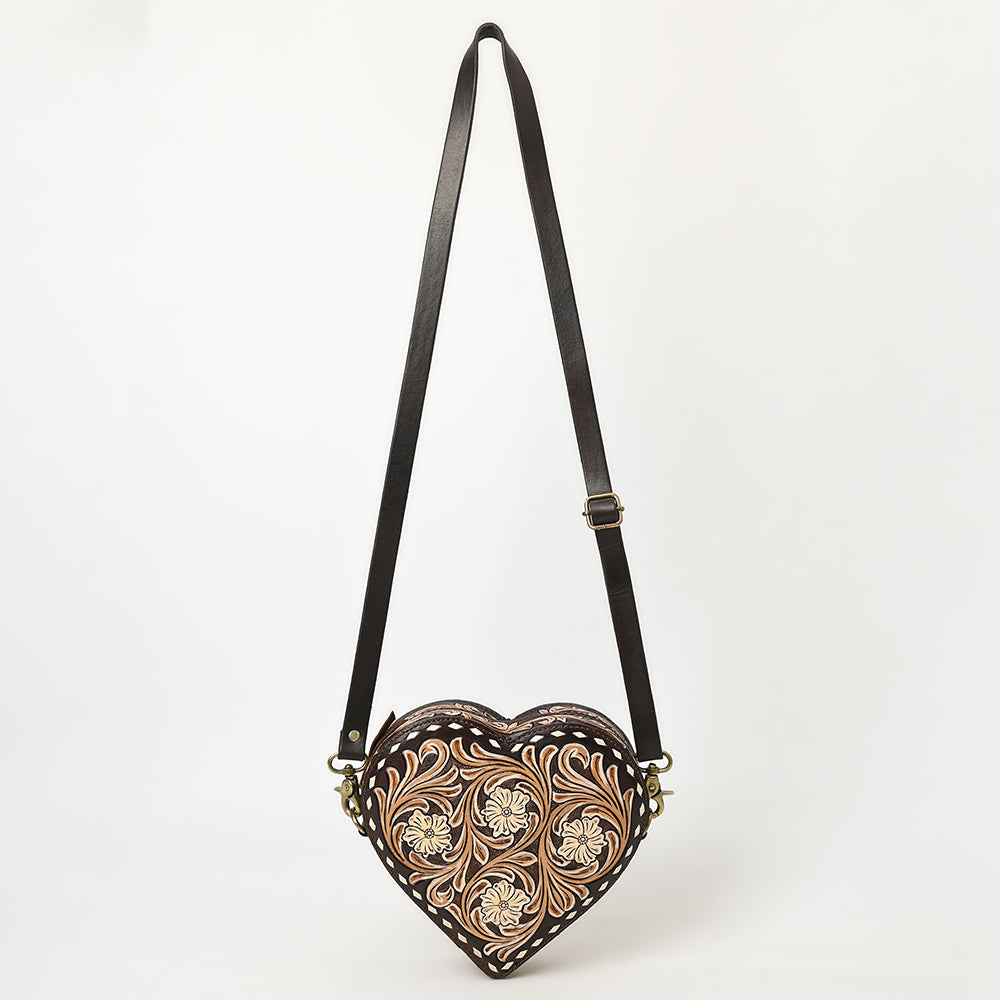 ADBGA425 Heart-Shaped Hand Tooled Leather Canteen Bag Genuine Western Floral by American Darling