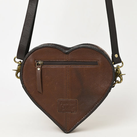 Heart-Shaped Hand Tooled Leather Canteen Bag Genuine Western Floral by American Darling