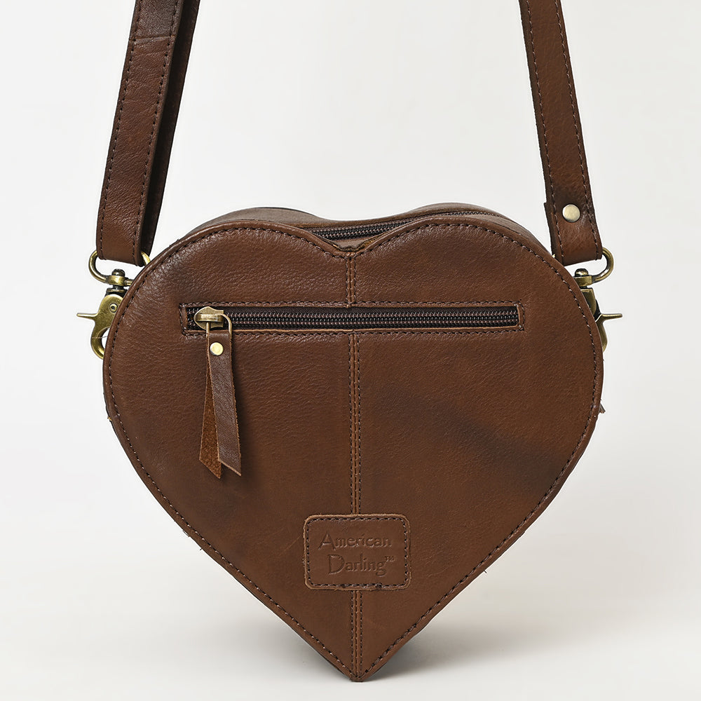 ADBGA430 American Darling Canteen Hand-Tooled Leather Crossbody Bag Western Floral Design