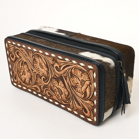 American Darling Floral Tooled Leather Cowhide Jewelry Accessory Case