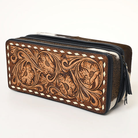 American Darling Floral Tooled Leather Cowhide Jewelry Accessory Case