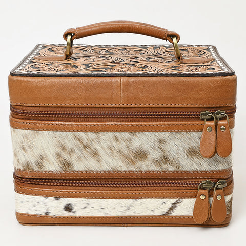 American Darling Hair-On Cowhide Floral Carved Leather Jewelry Case