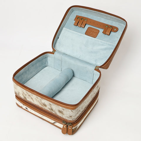 American Darling Hair-On Cowhide Floral Carved Leather Jewelry Case