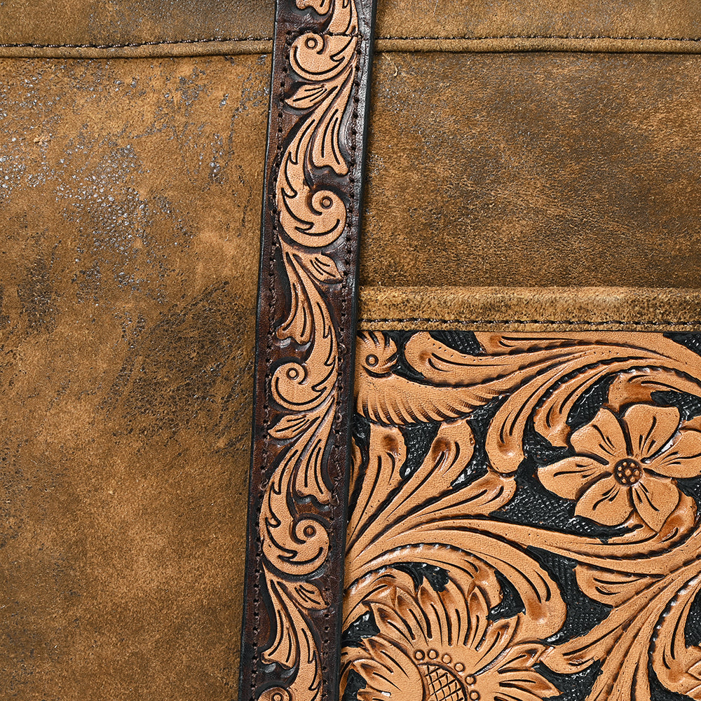 ADBGA479 American Darling Genuine Leather Western Tote Bag Hand-Tooled Floral Design