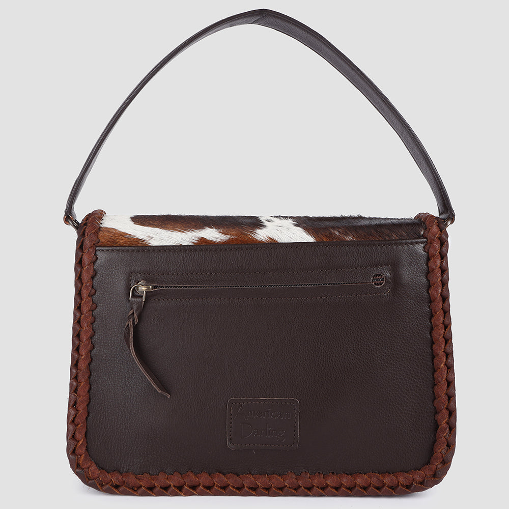 ADBGM403 Hair-On Cowhide Shoulder Bag with Braided Leather Trim - American Darling