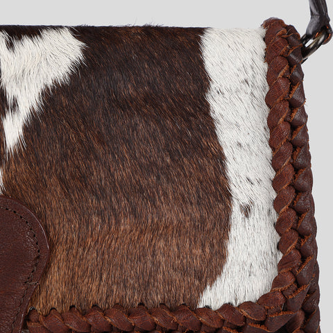 ADBGM403 Hair-On Cowhide Shoulder Bag with Braided Leather Trim - American Darling