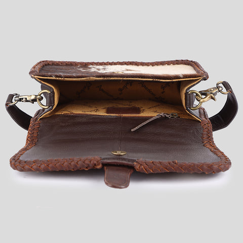 ADBGM403 Hair-On Cowhide Shoulder Bag with Braided Leather Trim - American Darling