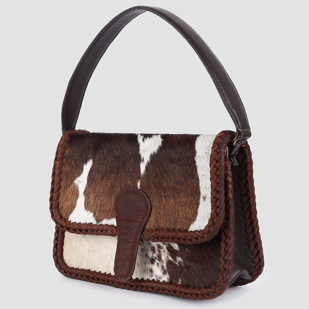ADBGM403 Hair-On Cowhide Shoulder Bag with Braided Leather Trim - American Darling