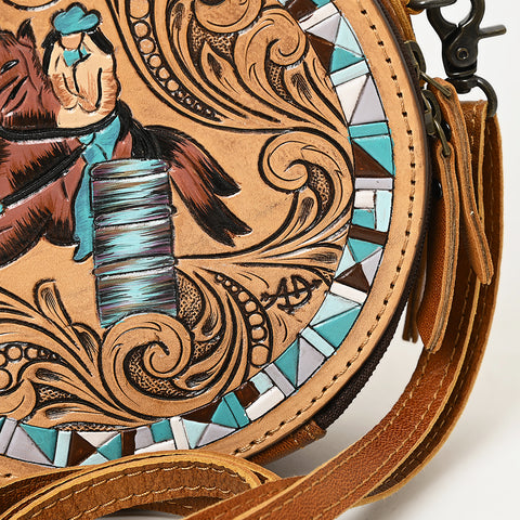 American Darling Tooled Leather Canteen Bag | Barrel Racing Western Purse