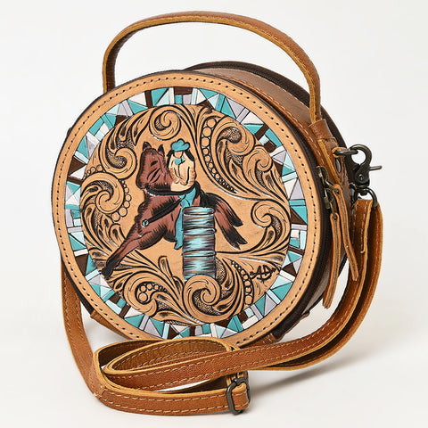 American Darling Tooled Leather Canteen Bag | Barrel Racing Western Purse