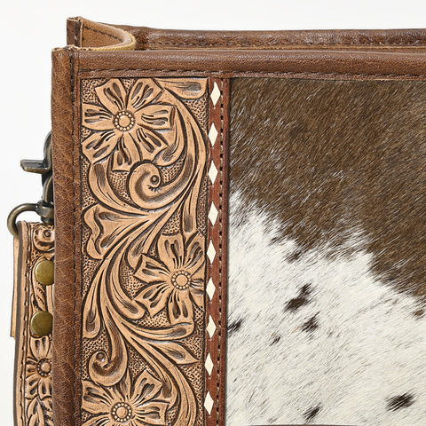 American Darling Western Leather Cowhide Crossbody Bag with Hand-Tooled Floral Detailing | Genuine Leather