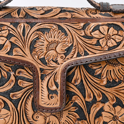 American Darling Hand Tooled Floral Carved Leather Cross body Bag