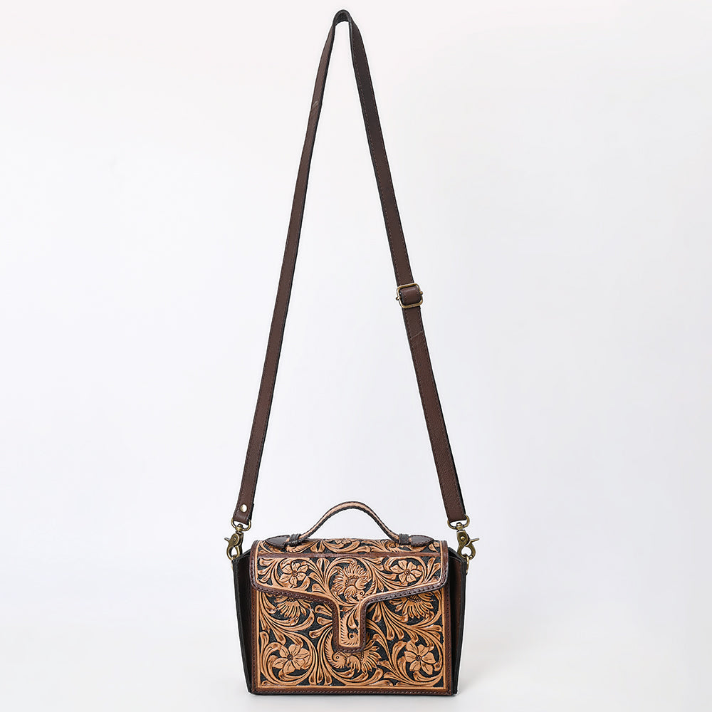 ADBGA557 Hand-Tooled Leather Western Crossbody Bag with Top Handle