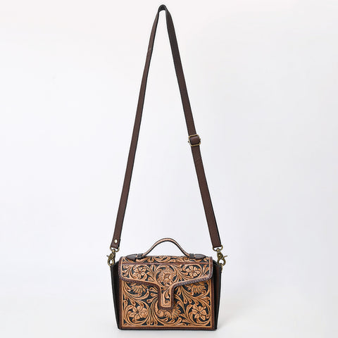American Darling Hand Tooled Floral Carved Leather Cross body Bag