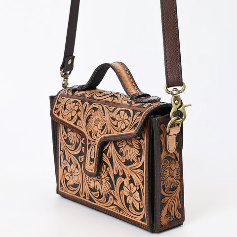 American Darling Hand Tooled Floral Carved Leather Cross body Bag