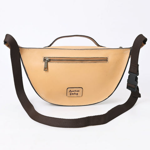 ADBGZ829 Hand-Tooled Leather Western Belt Bag - Floral Fanny Pack with Adjustable Strap