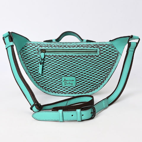 ADBGZ829 Hand-Tooled Leather Western Belt Bag - Floral Fanny Pack with Adjustable Strap