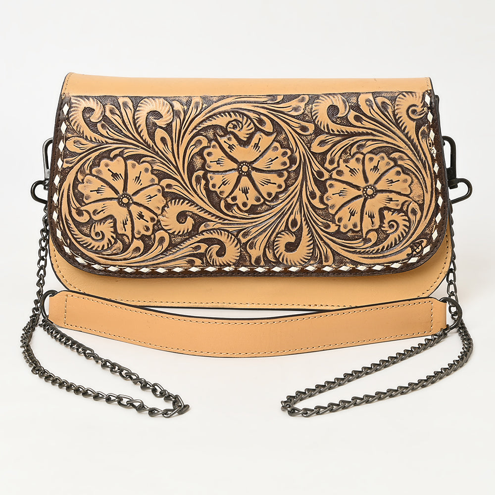ADBGZ831 Hand-Tooled Leather Western Crossbody Bag Floral Chain Shoulder Purse