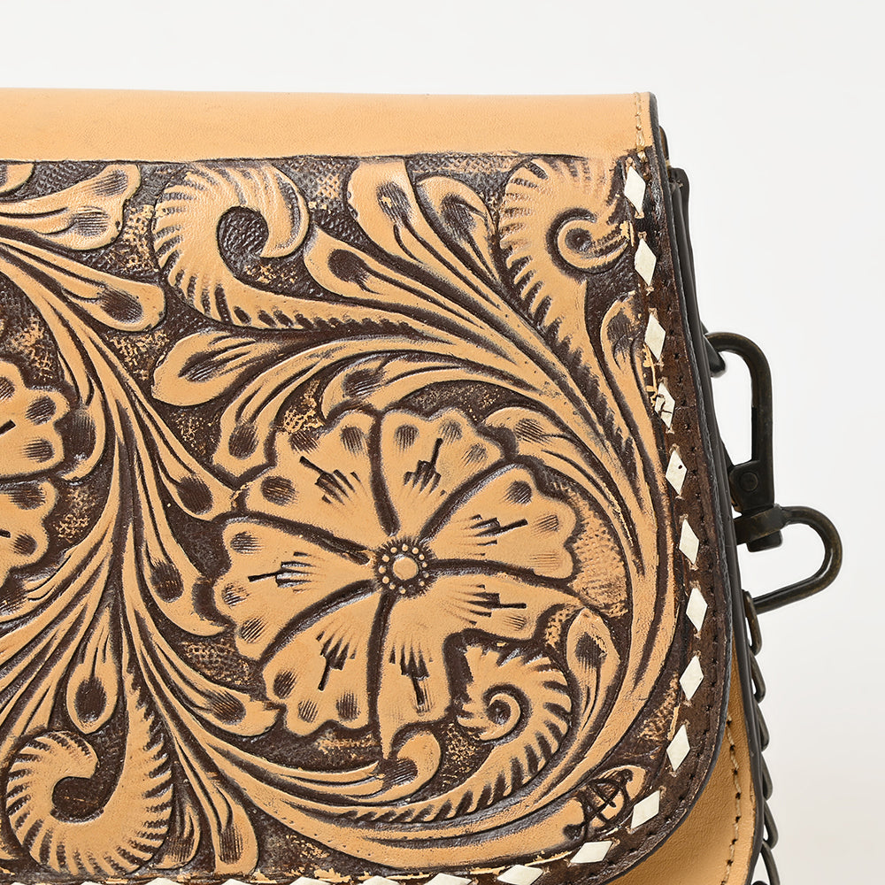 ADBGZ831 Hand-Tooled Leather Western Crossbody Bag Floral Chain Shoulder Purse