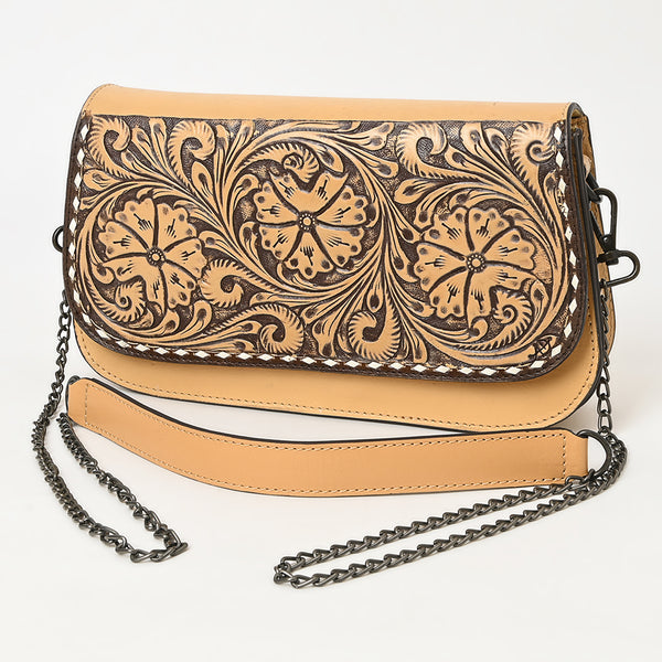 ADBGZ831 Hand-Tooled Leather Western Crossbody Bag Floral Chain Shoulder Purse