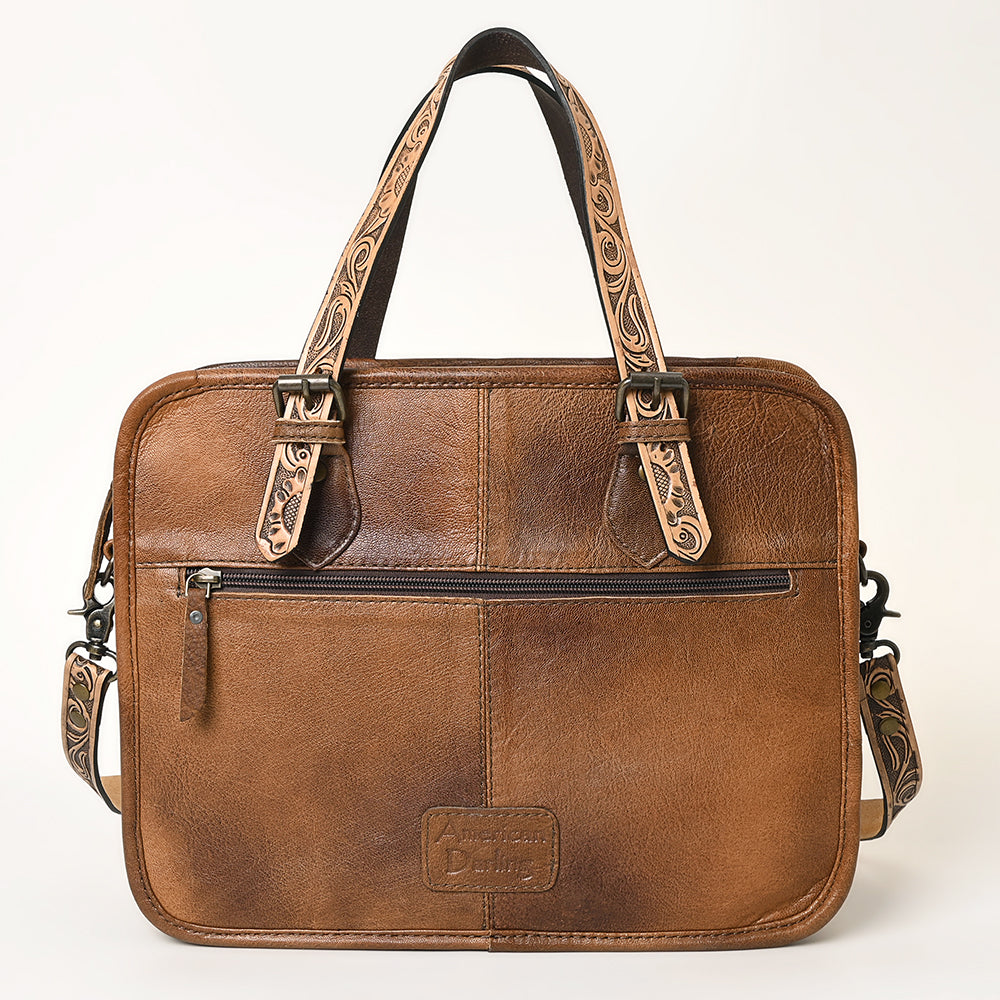 American Darling Turquoise Crocdile Embossed & Hand Tooled Leather Briefcase Tote