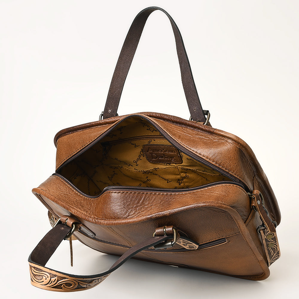 American Darling Turquoise Crocdile Embossed & Hand Tooled Leather Briefcase Tote