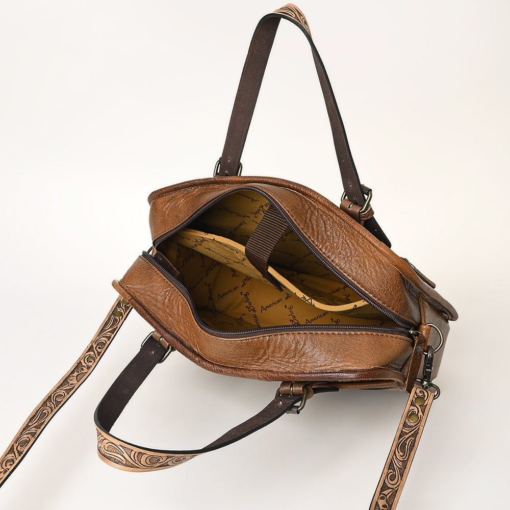 American Darling Turquoise Crocdile Embossed & Hand Tooled Leather Briefcase Tote