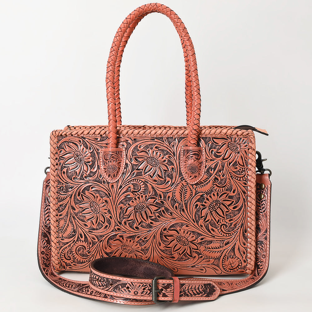 ADBG1131 Hand-Tooled Leather Tote-Western Floral Cowgirl Shoulder Bag