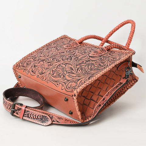 American Darling Hand Tooled Leather Tote Bag -Western Floral Carved Purse