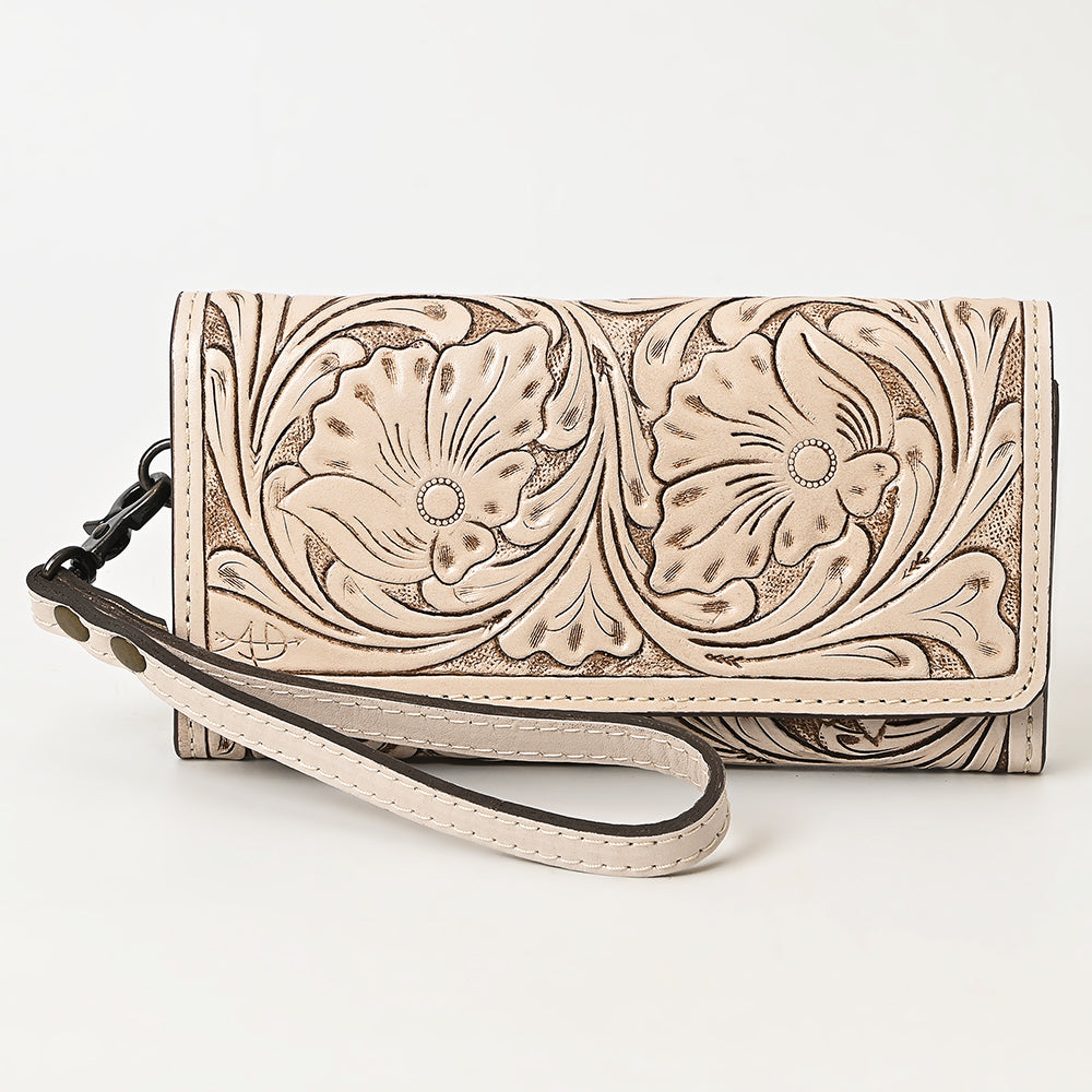 ADBG1132 Tooled Leather Western Wristlet Clutch-Handcrafted Cowhide Wallet by American Darling