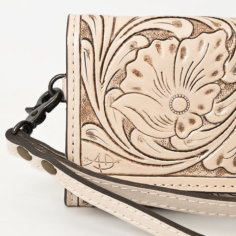 American Darling Hand Tooled Floral Leather Clutch & Crossbody Wallet