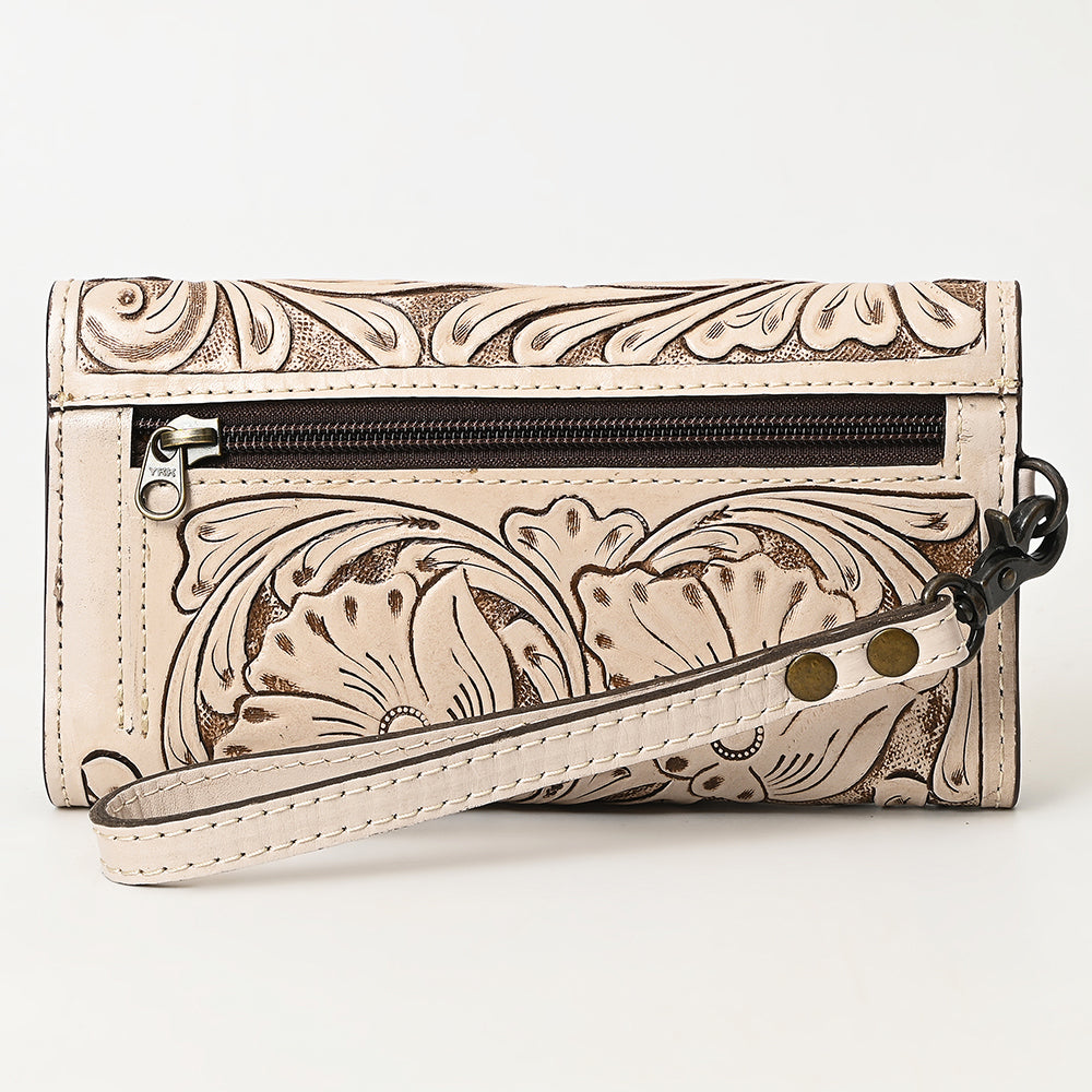 ADBG1132 Tooled Leather Western Wristlet Clutch-Handcrafted Cowhide Wallet by American Darling