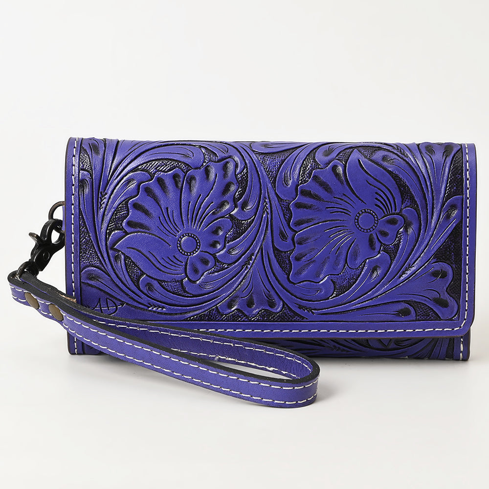 ADBG1132 Tooled Leather Western Wristlet Clutch-Handcrafted Cowhide Wallet by American Darling