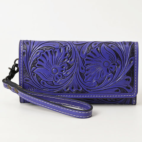 American Darling Hand Tooled Floral Leather Clutch & Crossbody Wallet