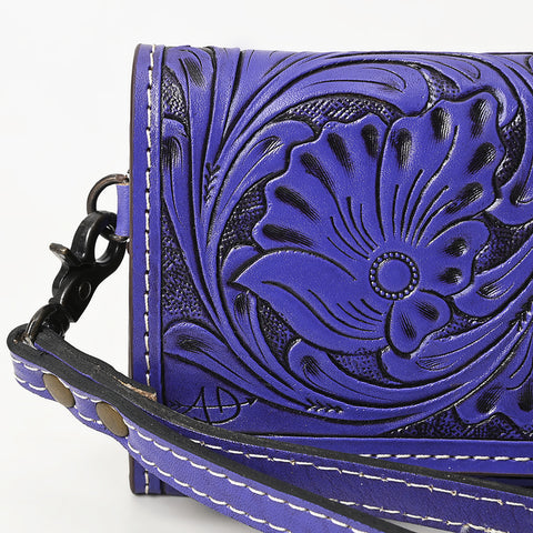 American Darling Hand Tooled Floral Leather Clutch & Crossbody Wallet