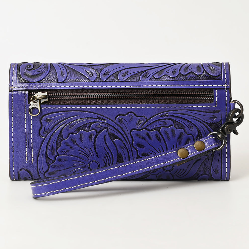 ADBG1132 Tooled Leather Western Wristlet Clutch-Handcrafted Cowhide Wallet by American Darling