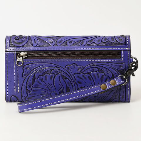 American Darling Hand Tooled Floral Leather Clutch & Crossbody Wallet