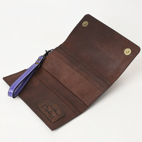 American Darling Hand Tooled Floral Leather Clutch & Crossbody Wallet