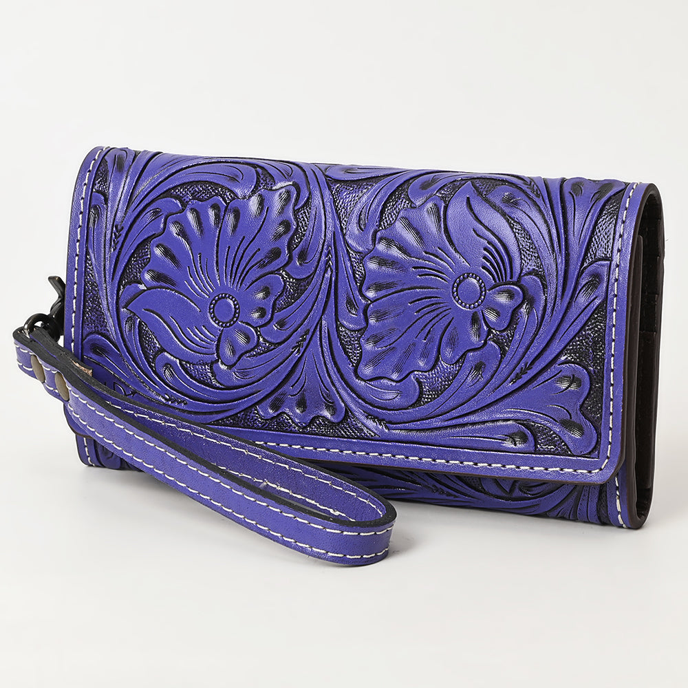 ADBG1132 Tooled Leather Western Wristlet Clutch-Handcrafted Cowhide Wallet by American Darling