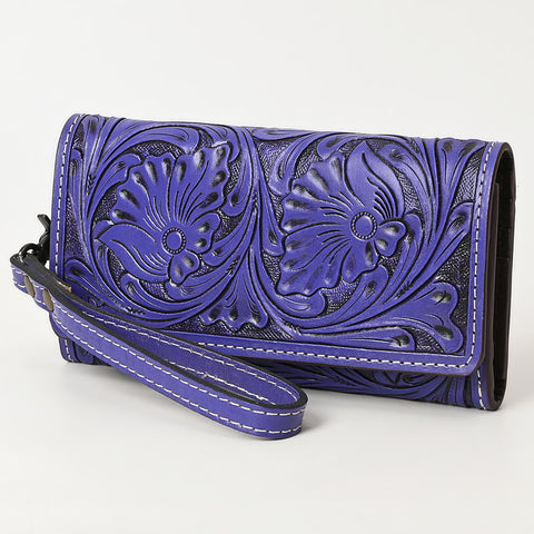 American Darling Hand Tooled Floral Leather Clutch & Crossbody Wallet