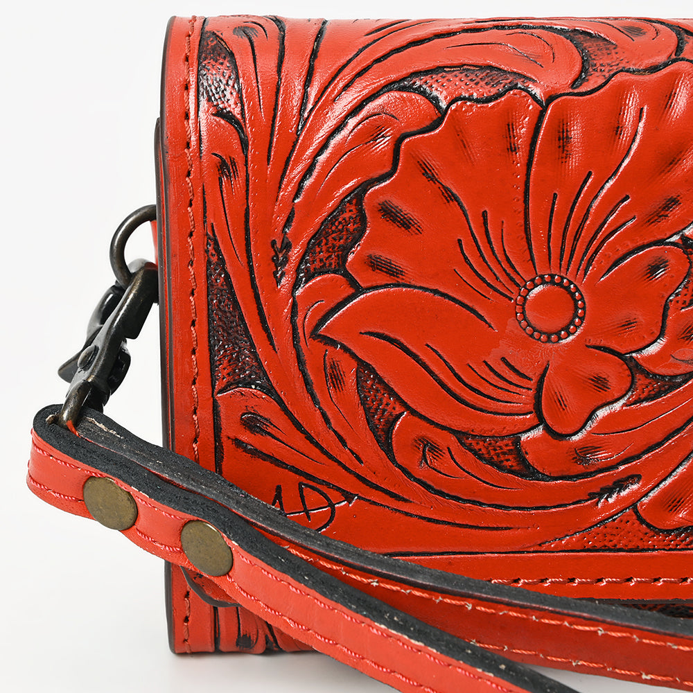 ADBG1132 Tooled Leather Western Wristlet Clutch-Handcrafted Cowhide Wallet by American Darling