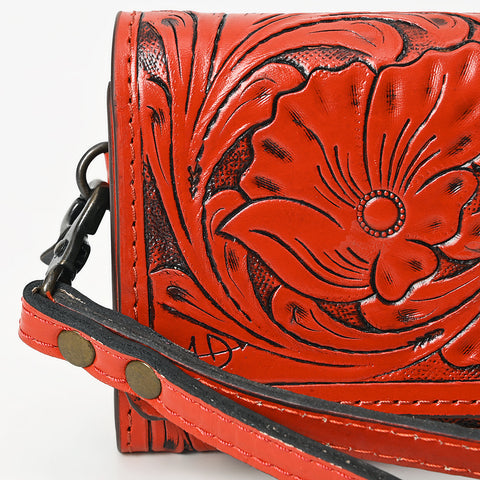 American Darling Hand Tooled Floral Leather Clutch & Crossbody Wallet