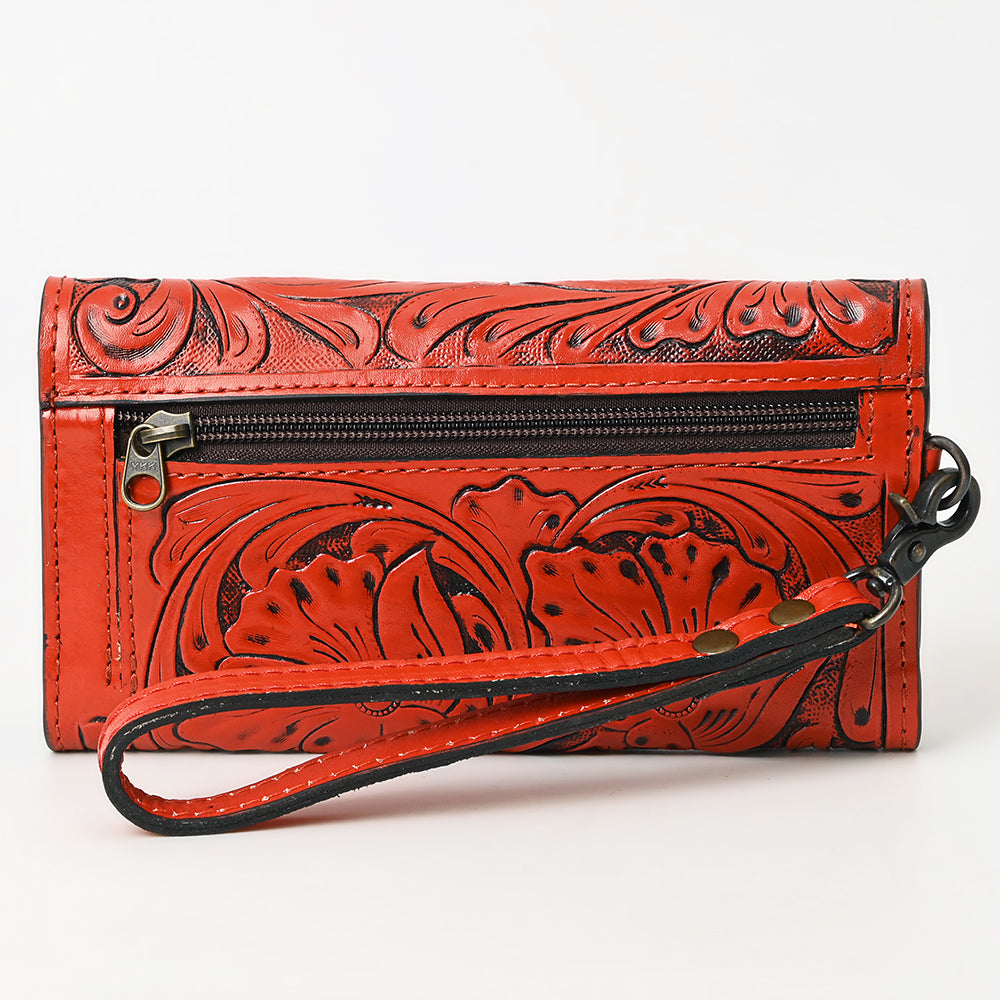 ADBG1132 Tooled Leather Western Wristlet Clutch-Handcrafted Cowhide Wallet by American Darling