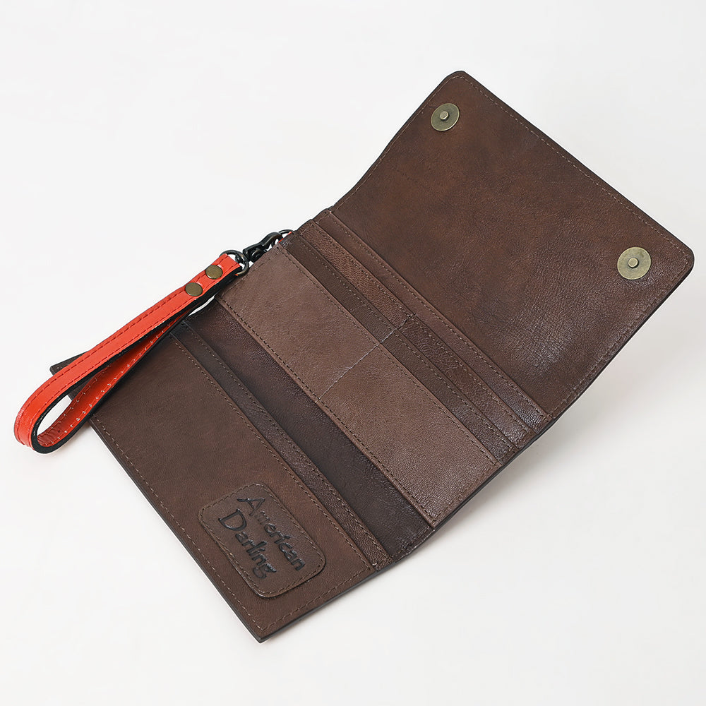 ADBG1132 Tooled Leather Western Wristlet Clutch-Handcrafted Cowhide Wallet by American Darling
